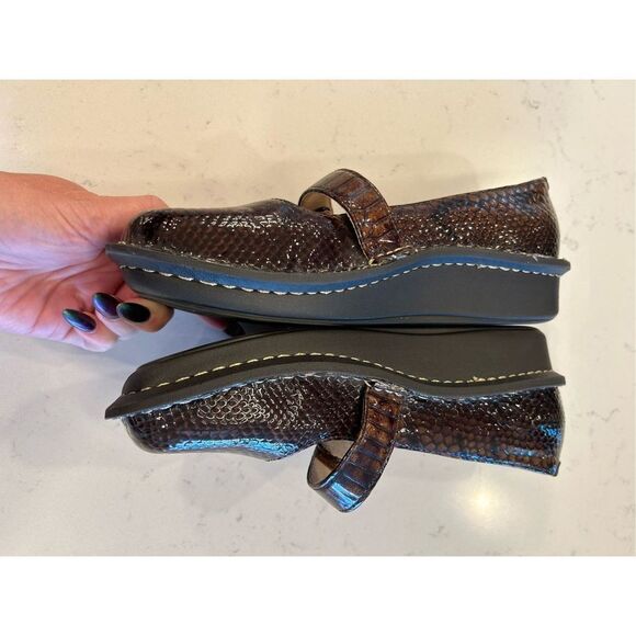 Alegria Feliz chocolate brown snake print Mary Jane shoes size 37 - Picture 7 of 9